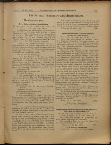 Verordnungs-Blatt für Eisenbahnen und Schiffahrt: Veröffentlichungen in Tarif- und Transport-Angelegenheiten 19000317 Seite: 15