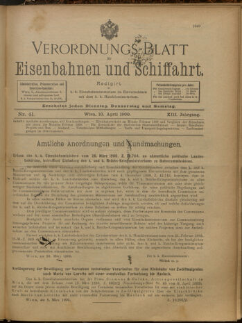 Verordnungs-Blatt für Eisenbahnen und Schiffahrt: Veröffentlichungen in Tarif- und Transport-Angelegenheiten 19000410 Seite: 1