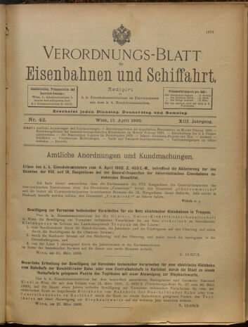 Verordnungs-Blatt für Eisenbahnen und Schiffahrt: Veröffentlichungen in Tarif- und Transport-Angelegenheiten 19000412 Seite: 1