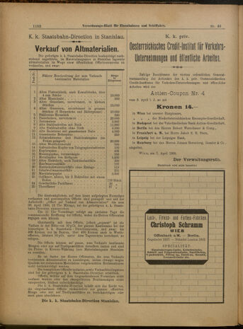 Verordnungs-Blatt für Eisenbahnen und Schiffahrt: Veröffentlichungen in Tarif- und Transport-Angelegenheiten 19000424 Seite: 8