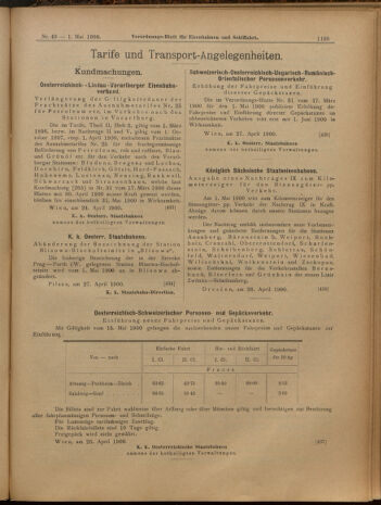 Verordnungs-Blatt für Eisenbahnen und Schiffahrt: Veröffentlichungen in Tarif- und Transport-Angelegenheiten 19000501 Seite: 7