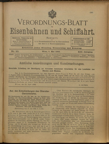 Verordnungs-Blatt für Eisenbahnen und Schiffahrt: Veröffentlichungen in Tarif- und Transport-Angelegenheiten 19000503 Seite: 1