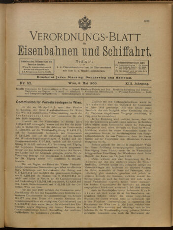 Verordnungs-Blatt für Eisenbahnen und Schiffahrt: Veröffentlichungen in Tarif- und Transport-Angelegenheiten 19000508 Seite: 1