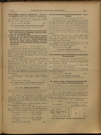 Verordnungs-Blatt für Eisenbahnen und Schiffahrt: Veröffentlichungen in Tarif- und Transport-Angelegenheiten 19000519 Seite: 9