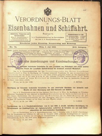 Verordnungs-Blatt für Eisenbahnen und Schiffahrt: Veröffentlichungen in Tarif- und Transport-Angelegenheiten 19000603 Seite: 1