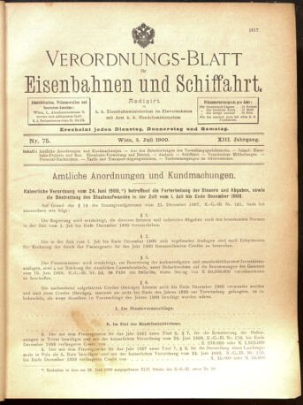 Verordnungs-Blatt für Eisenbahnen und Schiffahrt: Veröffentlichungen in Tarif- und Transport-Angelegenheiten 19000605 Seite: 1