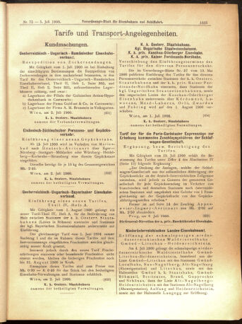 Verordnungs-Blatt für Eisenbahnen und Schiffahrt: Veröffentlichungen in Tarif- und Transport-Angelegenheiten 19000605 Seite: 9