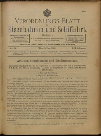 Verordnungs-Blatt für Eisenbahnen und Schiffahrt: Veröffentlichungen in Tarif- und Transport-Angelegenheiten 19000609 Seite: 1