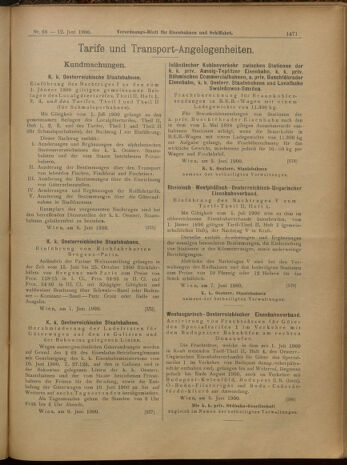 Verordnungs-Blatt für Eisenbahnen und Schiffahrt: Veröffentlichungen in Tarif- und Transport-Angelegenheiten 19000612 Seite: 7