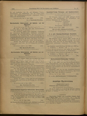 Verordnungs-Blatt für Eisenbahnen und Schiffahrt: Veröffentlichungen in Tarif- und Transport-Angelegenheiten 19000614 Seite: 15