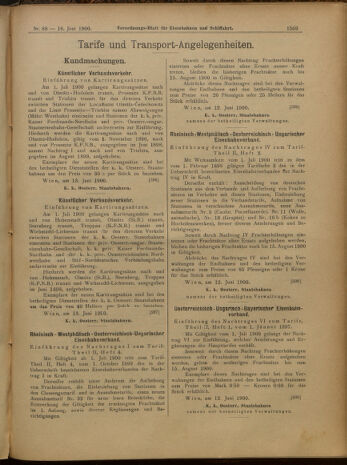 Verordnungs-Blatt für Eisenbahnen und Schiffahrt: Veröffentlichungen in Tarif- und Transport-Angelegenheiten 19000616 Seite: 22