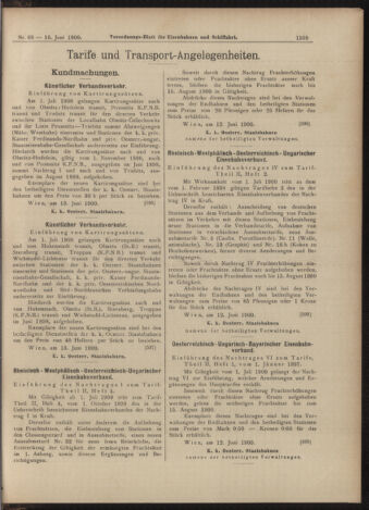 Verordnungs-Blatt für Eisenbahnen und Schiffahrt: Veröffentlichungen in Tarif- und Transport-Angelegenheiten 19000616 Seite: 9