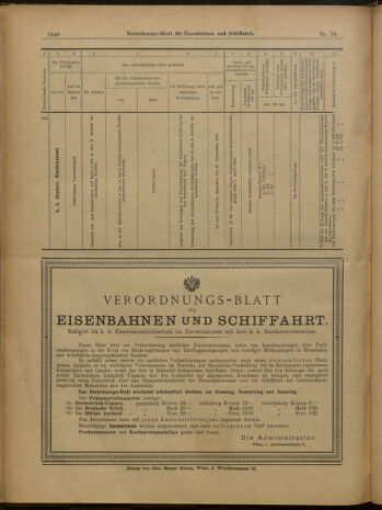 Verordnungs-Blatt für Eisenbahnen und Schiffahrt: Veröffentlichungen in Tarif- und Transport-Angelegenheiten 19000621 Seite: 16