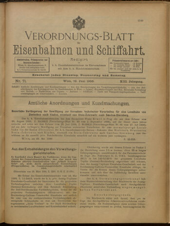 Verordnungs-Blatt für Eisenbahnen und Schiffahrt: Veröffentlichungen in Tarif- und Transport-Angelegenheiten