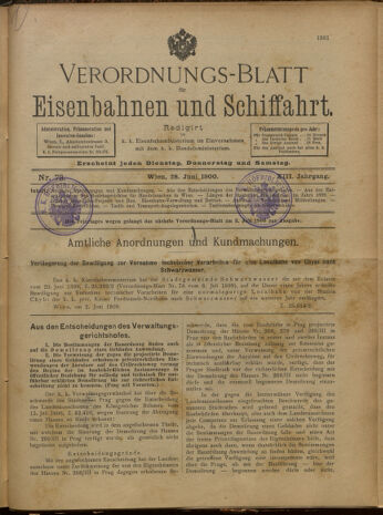 Verordnungs-Blatt für Eisenbahnen und Schiffahrt: Veröffentlichungen in Tarif- und Transport-Angelegenheiten 19000628 Seite: 1