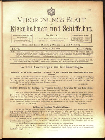 Verordnungs-Blatt für Eisenbahnen und Schiffahrt: Veröffentlichungen in Tarif- und Transport-Angelegenheiten 19000707 Seite: 1