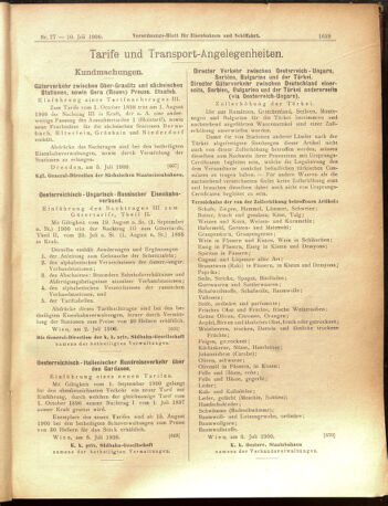 Verordnungs-Blatt für Eisenbahnen und Schiffahrt: Veröffentlichungen in Tarif- und Transport-Angelegenheiten 19000710 Seite: 15