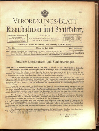 Verordnungs-Blatt für Eisenbahnen und Schiffahrt: Veröffentlichungen in Tarif- und Transport-Angelegenheiten 19000714 Seite: 1