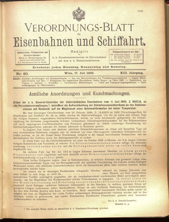 Verordnungs-Blatt für Eisenbahnen und Schiffahrt: Veröffentlichungen in Tarif- und Transport-Angelegenheiten 19000717 Seite: 1