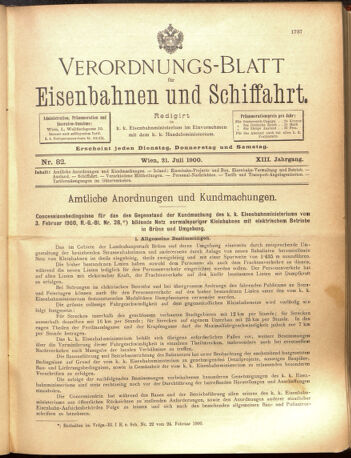 Verordnungs-Blatt für Eisenbahnen und Schiffahrt: Veröffentlichungen in Tarif- und Transport-Angelegenheiten 19000721 Seite: 1