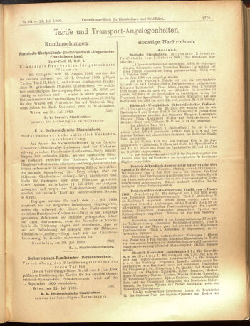 Verordnungs-Blatt für Eisenbahnen und Schiffahrt: Veröffentlichungen in Tarif- und Transport-Angelegenheiten 19000726 Seite: 7