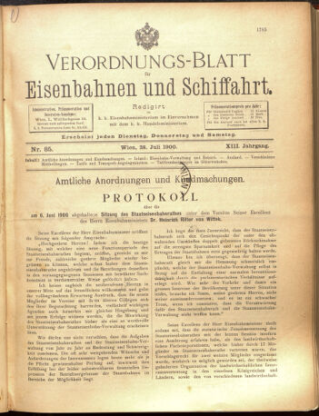 Verordnungs-Blatt für Eisenbahnen und Schiffahrt: Veröffentlichungen in Tarif- und Transport-Angelegenheiten 19000728 Seite: 1