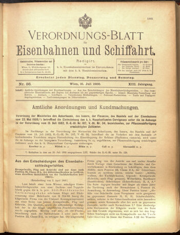 Verordnungs-Blatt für Eisenbahnen und Schiffahrt: Veröffentlichungen in Tarif- und Transport-Angelegenheiten 19000731 Seite: 1