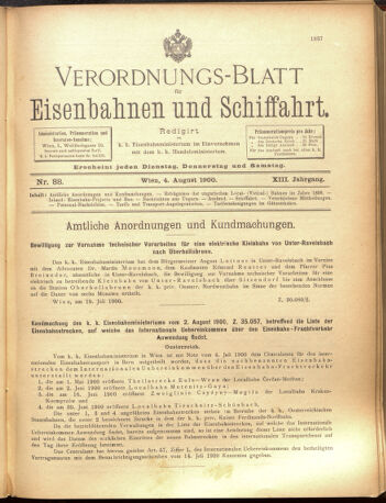 Verordnungs-Blatt für Eisenbahnen und Schiffahrt: Veröffentlichungen in Tarif- und Transport-Angelegenheiten 19000804 Seite: 1