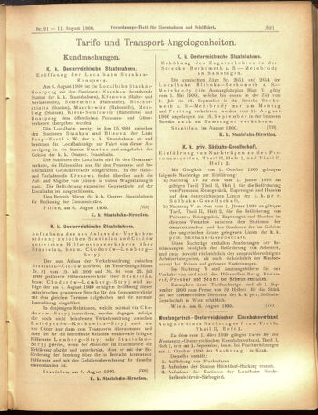 Verordnungs-Blatt für Eisenbahnen und Schiffahrt: Veröffentlichungen in Tarif- und Transport-Angelegenheiten 19000811 Seite: 9