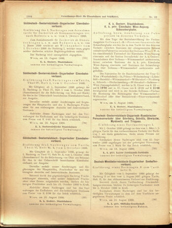 Verordnungs-Blatt für Eisenbahnen und Schiffahrt: Veröffentlichungen in Tarif- und Transport-Angelegenheiten 19000814 Seite: 16