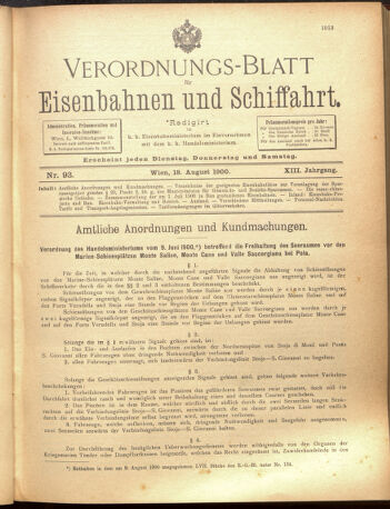 Verordnungs-Blatt für Eisenbahnen und Schiffahrt: Veröffentlichungen in Tarif- und Transport-Angelegenheiten