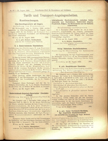 Verordnungs-Blatt für Eisenbahnen und Schiffahrt: Veröffentlichungen in Tarif- und Transport-Angelegenheiten 19000825 Seite: 7