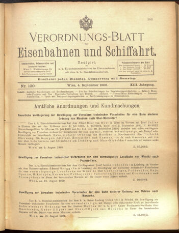 Verordnungs-Blatt für Eisenbahnen und Schiffahrt: Veröffentlichungen in Tarif- und Transport-Angelegenheiten 19000904 Seite: 1