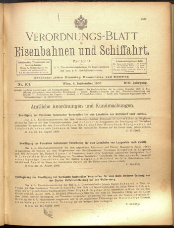 Verordnungs-Blatt für Eisenbahnen und Schiffahrt: Veröffentlichungen in Tarif- und Transport-Angelegenheiten 19000906 Seite: 1