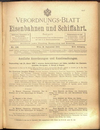 Verordnungs-Blatt für Eisenbahnen und Schiffahrt: Veröffentlichungen in Tarif- und Transport-Angelegenheiten 19000918 Seite: 1