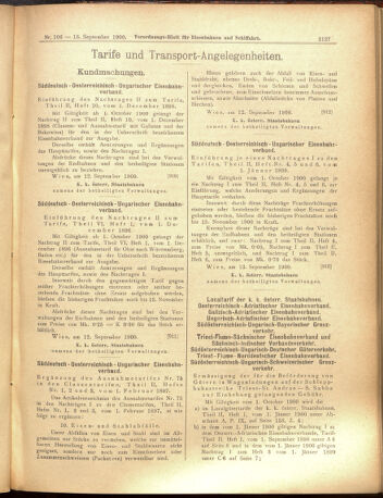 Verordnungs-Blatt für Eisenbahnen und Schiffahrt: Veröffentlichungen in Tarif- und Transport-Angelegenheiten 19000918 Seite: 11