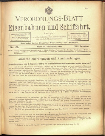 Verordnungs-Blatt für Eisenbahnen und Schiffahrt: Veröffentlichungen in Tarif- und Transport-Angelegenheiten 19000922 Seite: 1