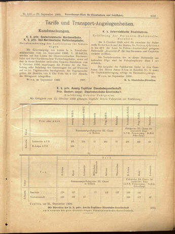 Verordnungs-Blatt für Eisenbahnen und Schiffahrt: Veröffentlichungen in Tarif- und Transport-Angelegenheiten 19000927 Seite: 19