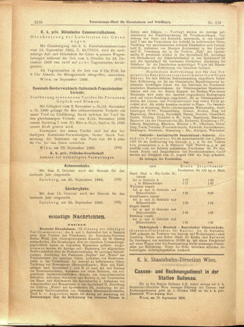 Verordnungs-Blatt für Eisenbahnen und Schiffahrt: Veröffentlichungen in Tarif- und Transport-Angelegenheiten 19000927 Seite: 20