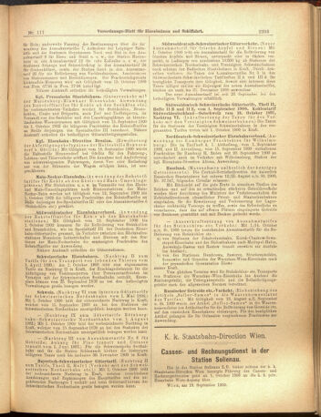 Verordnungs-Blatt für Eisenbahnen und Schiffahrt: Veröffentlichungen in Tarif- und Transport-Angelegenheiten 19000929 Seite: 11