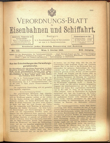 Verordnungs-Blatt für Eisenbahnen und Schiffahrt: Veröffentlichungen in Tarif- und Transport-Angelegenheiten 19001002 Seite: 1