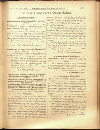 Verordnungs-Blatt für Eisenbahnen und Schiffahrt: Veröffentlichungen in Tarif- und Transport-Angelegenheiten 19001006 Seite: 9