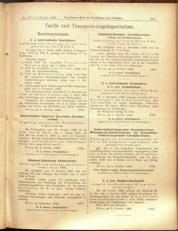 Verordnungs-Blatt für Eisenbahnen und Schiffahrt: Veröffentlichungen in Tarif- und Transport-Angelegenheiten 19001009 Seite: 15