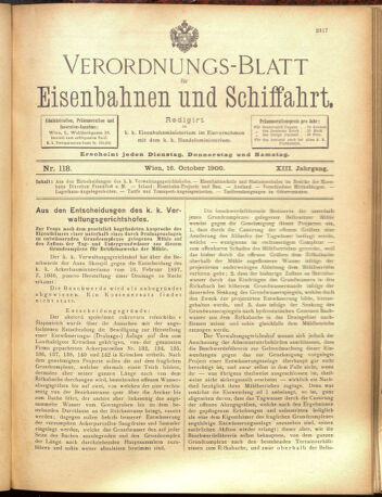 Verordnungs-Blatt für Eisenbahnen und Schiffahrt: Veröffentlichungen in Tarif- und Transport-Angelegenheiten 19001016 Seite: 1