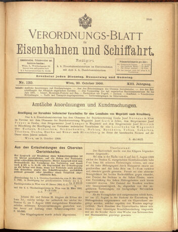 Verordnungs-Blatt für Eisenbahnen und Schiffahrt: Veröffentlichungen in Tarif- und Transport-Angelegenheiten 19001020 Seite: 1