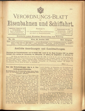 Verordnungs-Blatt für Eisenbahnen und Schiffahrt: Veröffentlichungen in Tarif- und Transport-Angelegenheiten 19001023 Seite: 1