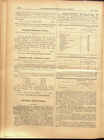 Verordnungs-Blatt für Eisenbahnen und Schiffahrt: Veröffentlichungen in Tarif- und Transport-Angelegenheiten 19001103 Seite: 20