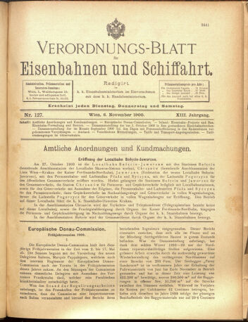 Verordnungs-Blatt für Eisenbahnen und Schiffahrt: Veröffentlichungen in Tarif- und Transport-Angelegenheiten 19001106 Seite: 1