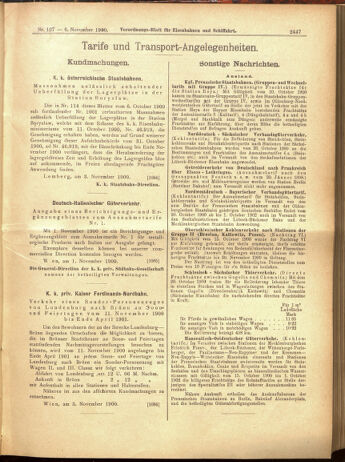 Verordnungs-Blatt für Eisenbahnen und Schiffahrt: Veröffentlichungen in Tarif- und Transport-Angelegenheiten 19001106 Seite: 23