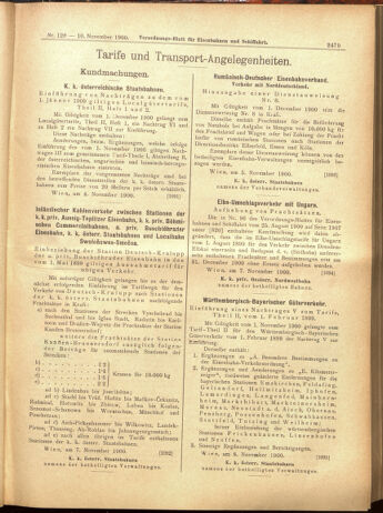 Verordnungs-Blatt für Eisenbahnen und Schiffahrt: Veröffentlichungen in Tarif- und Transport-Angelegenheiten 19001110 Seite: 23